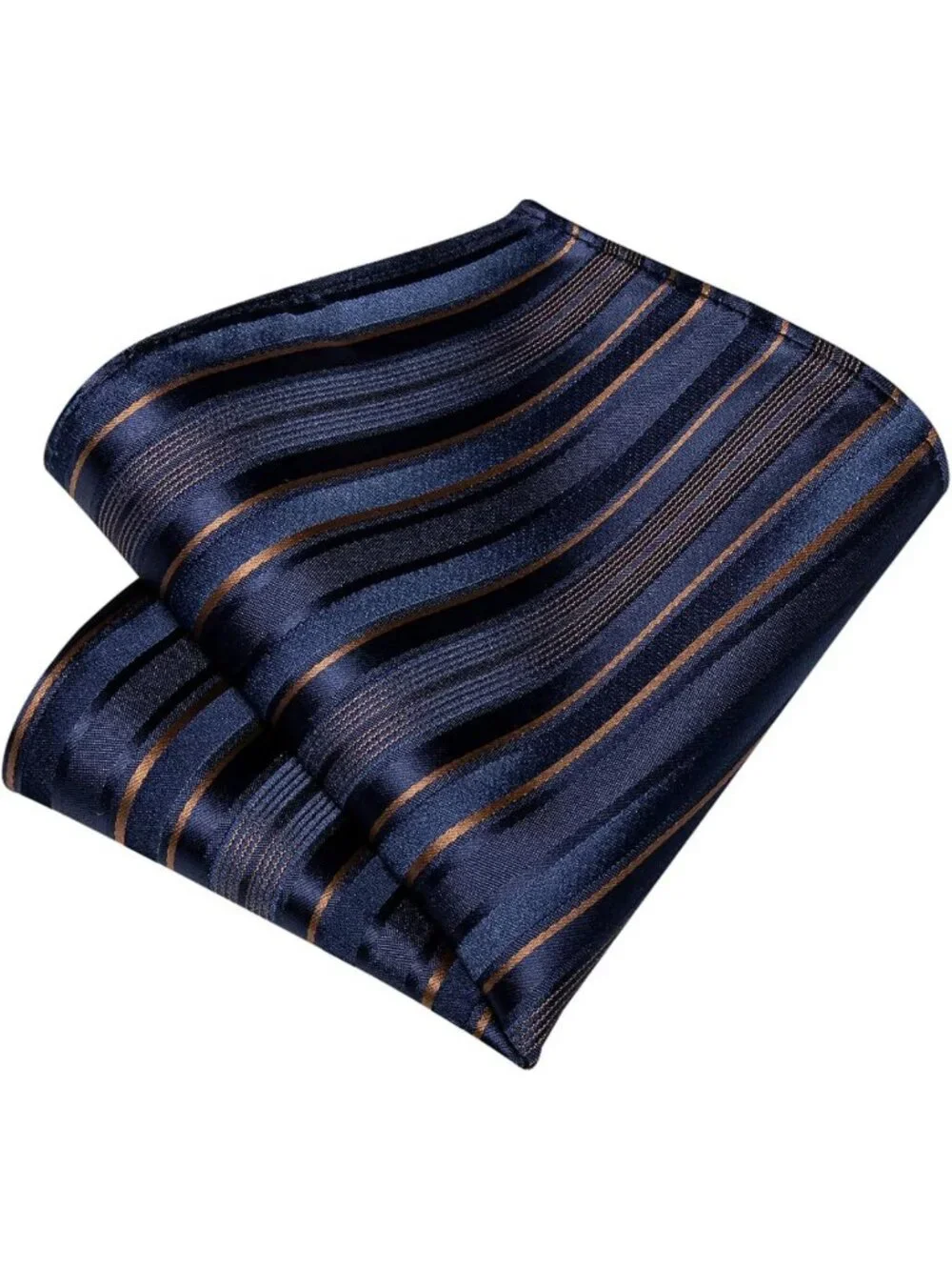 Men's Silk Striped Necktie Set with Pocket Square & Cufflinks - Formal Wedding